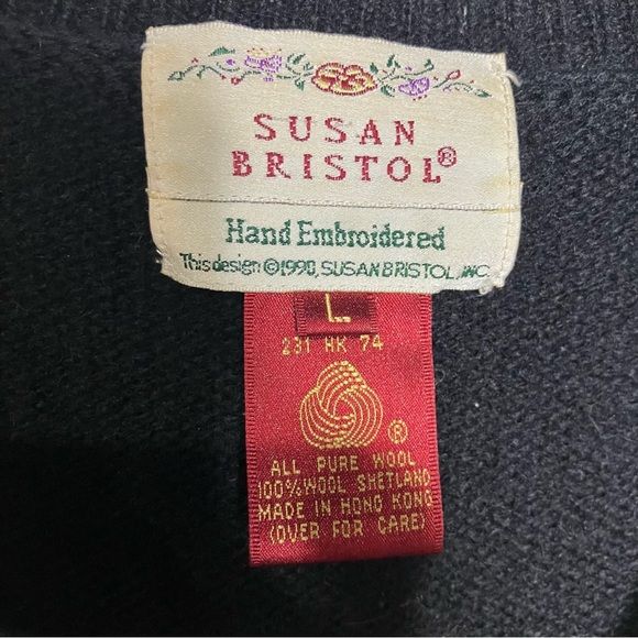 Vintage Susan Bristol 2 by 2 Noah’s Ark hand knit wool sweater womens size large - Picture 2 of 11